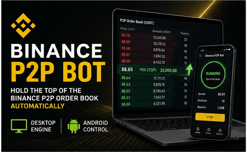 Binance P2P Bot — automatic ad repricing that keeps your Binance P2P ads at the top of the list
